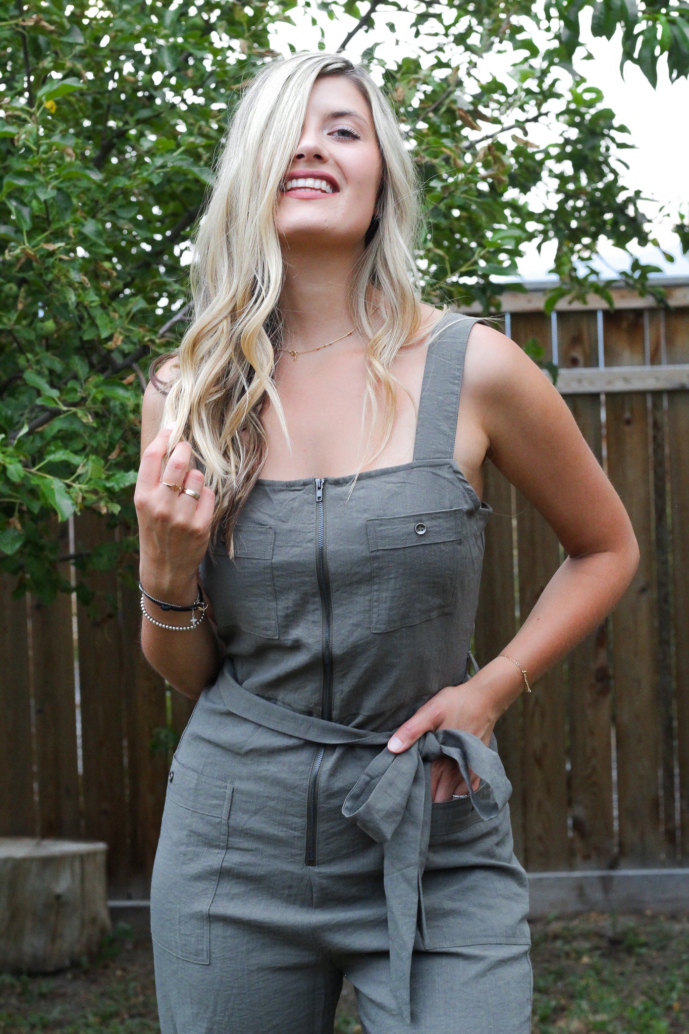 Grey zip up jumpsuit hotsell