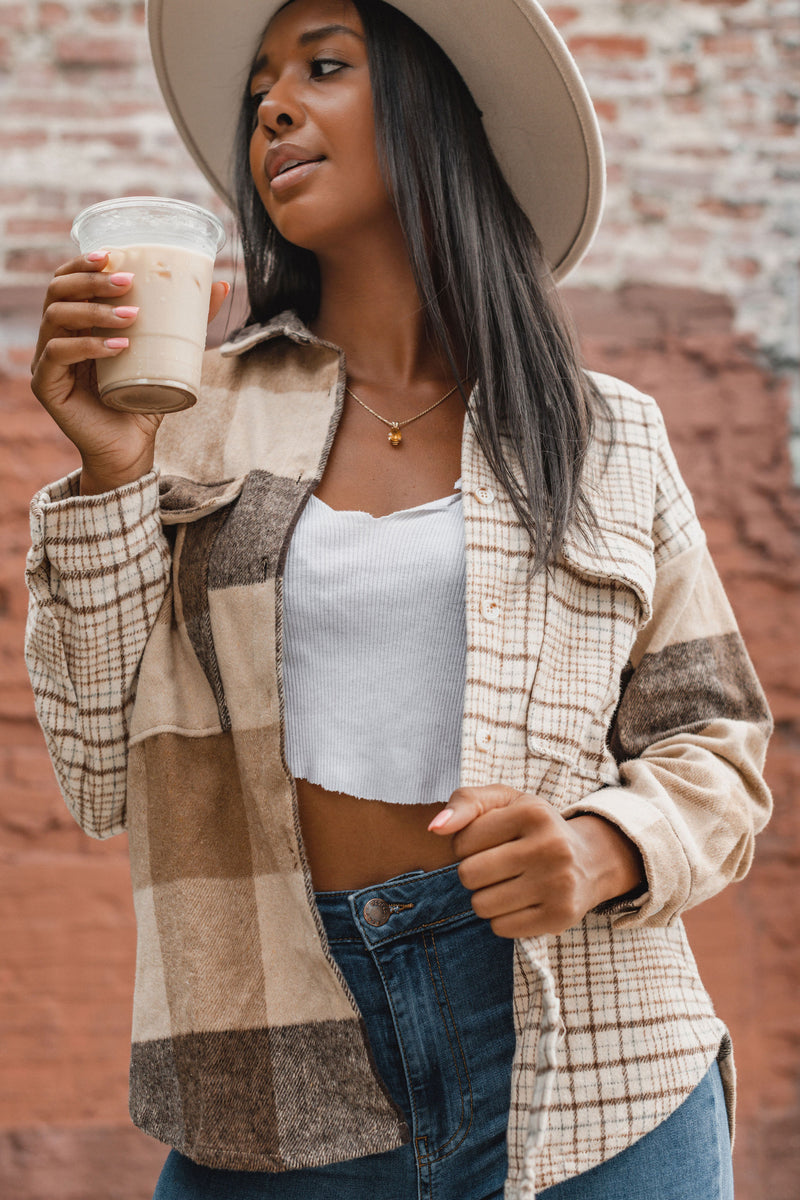 Autumn Mood Multi-Print Shacket - Brown - Finding July