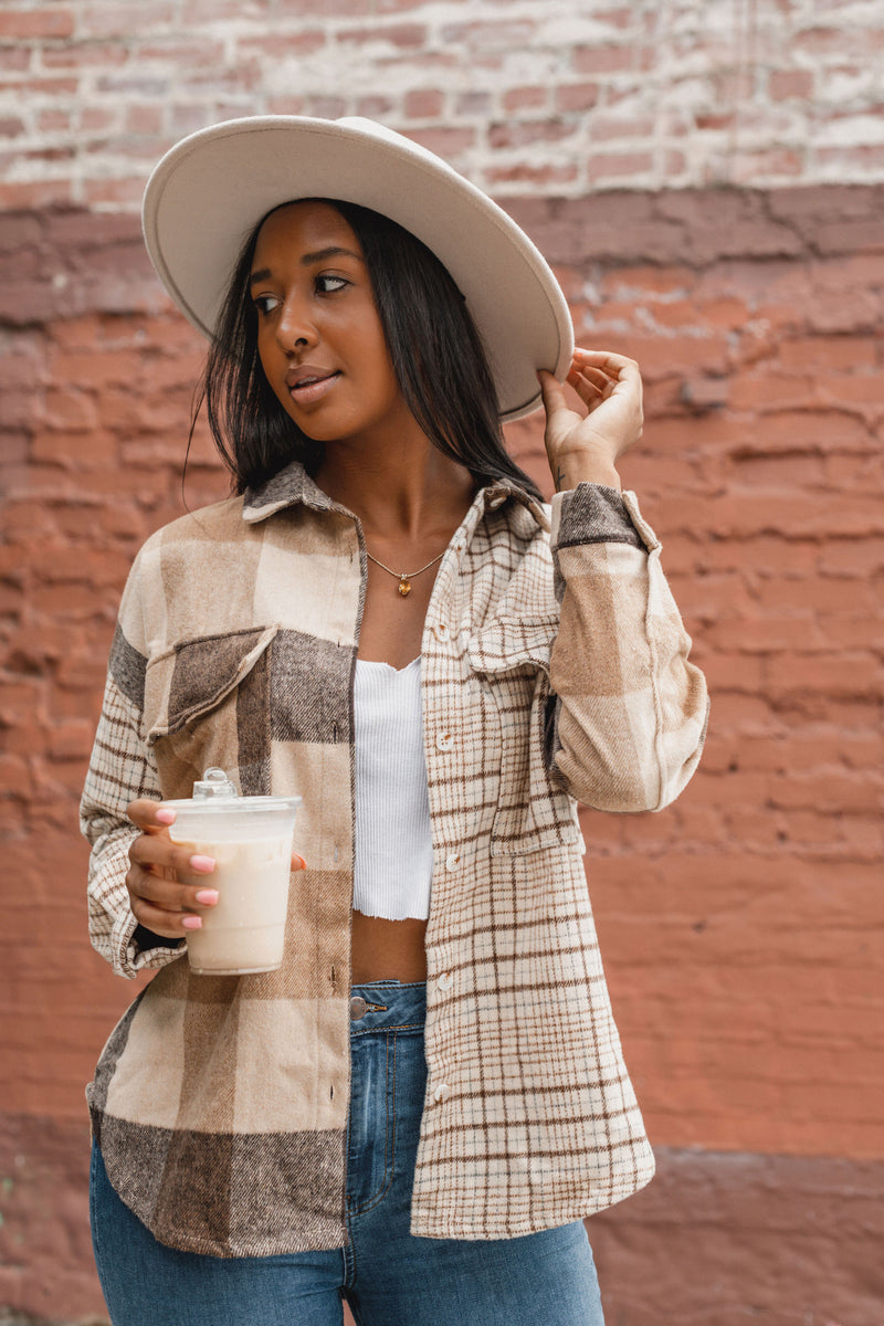 Autumn Mood Multi-Print Shacket - Brown - Finding July
