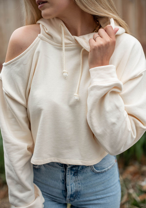 Bank On It Cut Out Shoulder Hoodie - Finding July