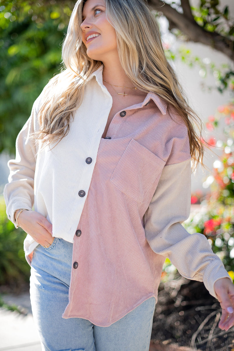Call Me Colour Block Cord Shirt - Finding July