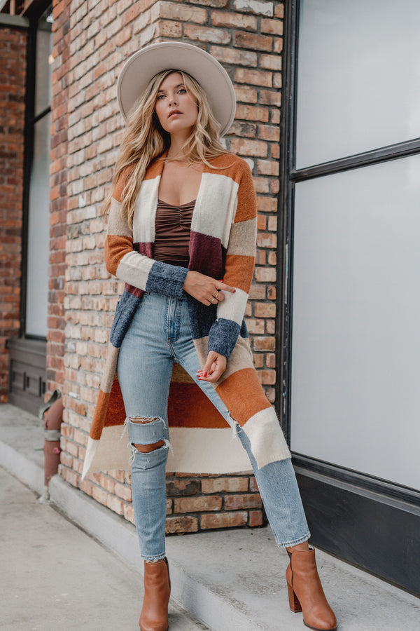 City Babe Striped Cardigan - Camel - Finding July