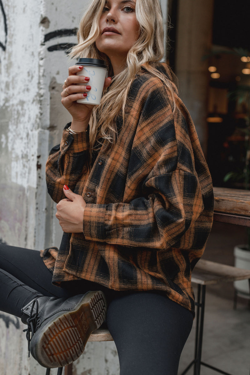 Harvest Flannel Plaid Shirt - Camel - Finding July