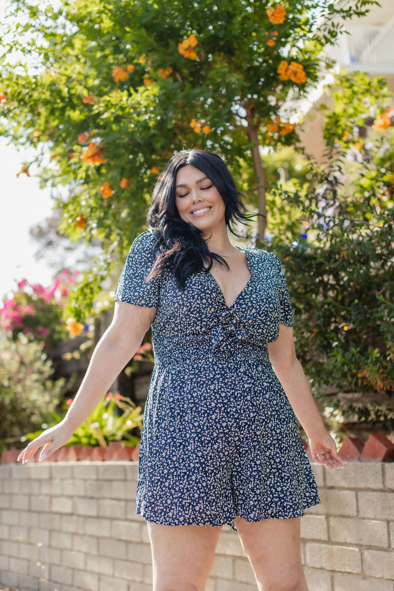 I'm Real Tie Front Romper - Finding July