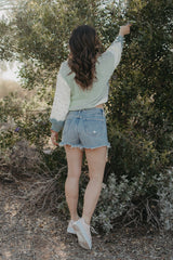 Iris Colour Block Chunky Knit - Sage - Finding July