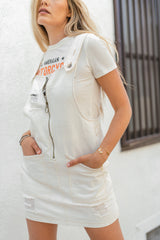 Pure Wonder White Denim Overall Dress - Finding July