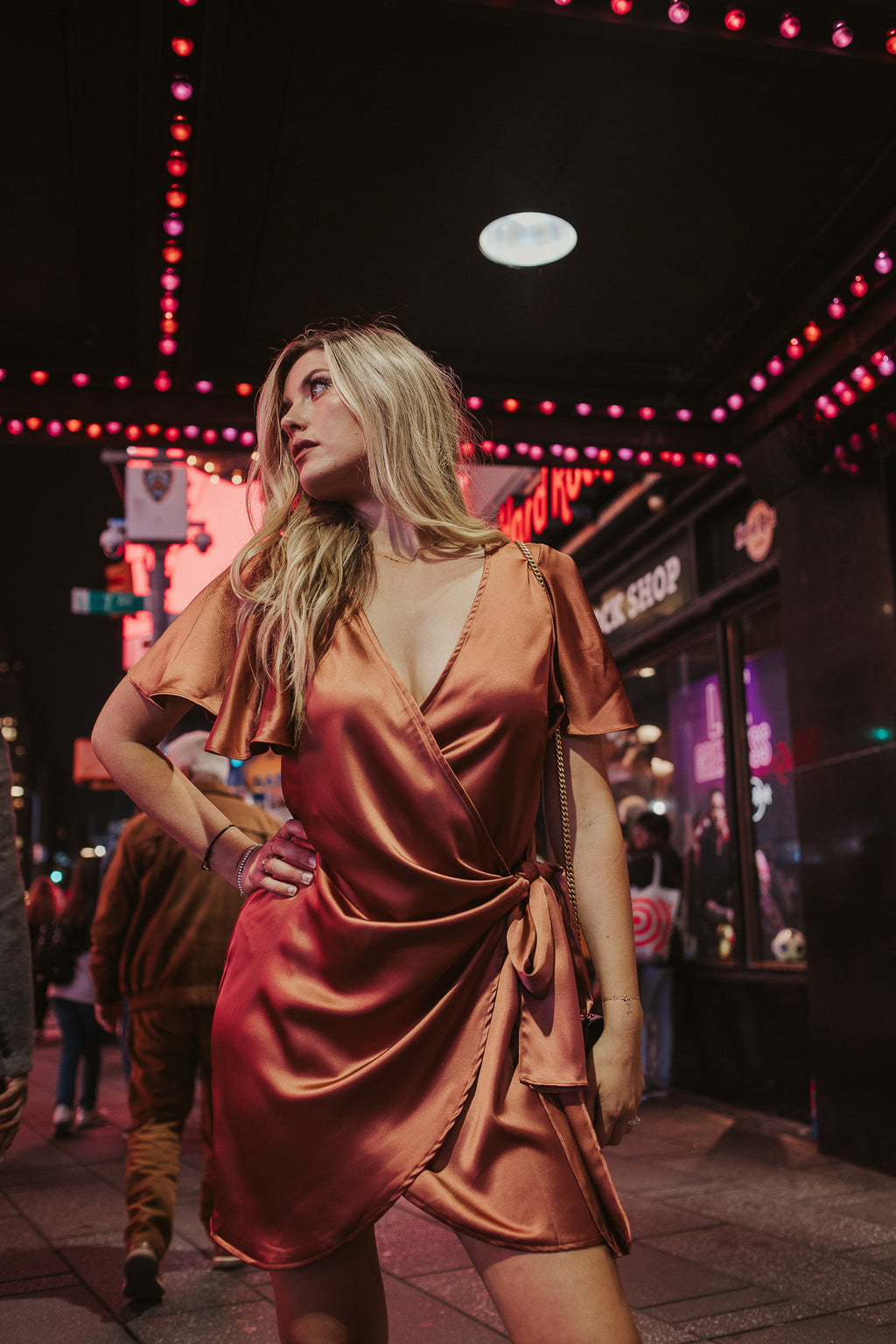 Bright satin dress top