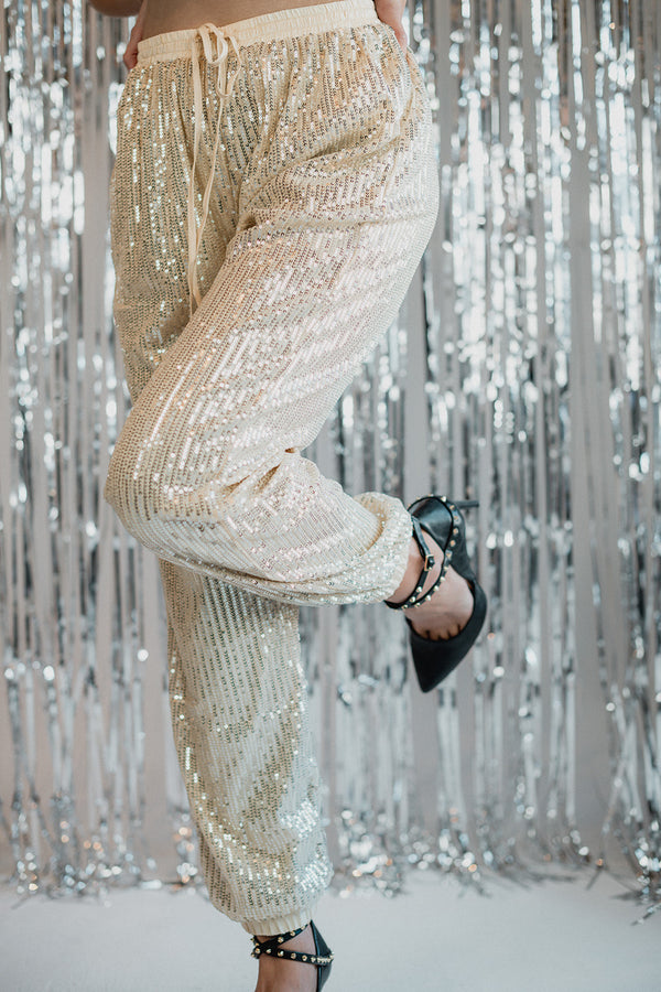 Show Stopper Sequin Pants - Beige - Finding July