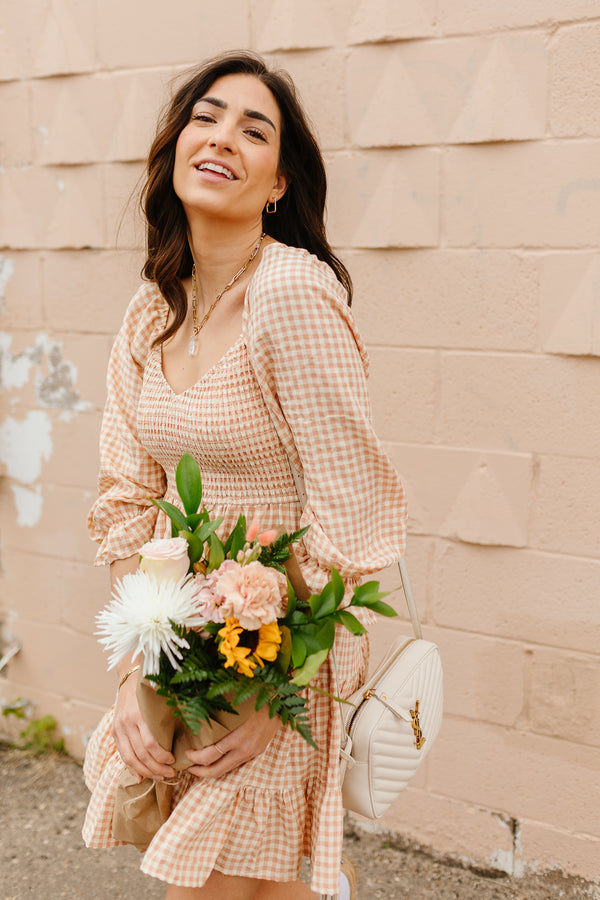 Sweet Pea Plaid Dress - Rust - Finding July